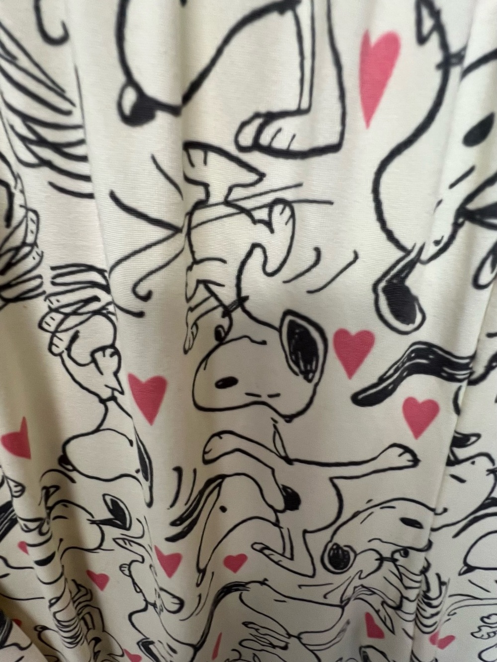 MUNKI MUNKI SNOOPY PEANUTS w/HEARTS CREAM 2PC P J SET. SIZE XL. LIKE NEW - Picture 8 of 15